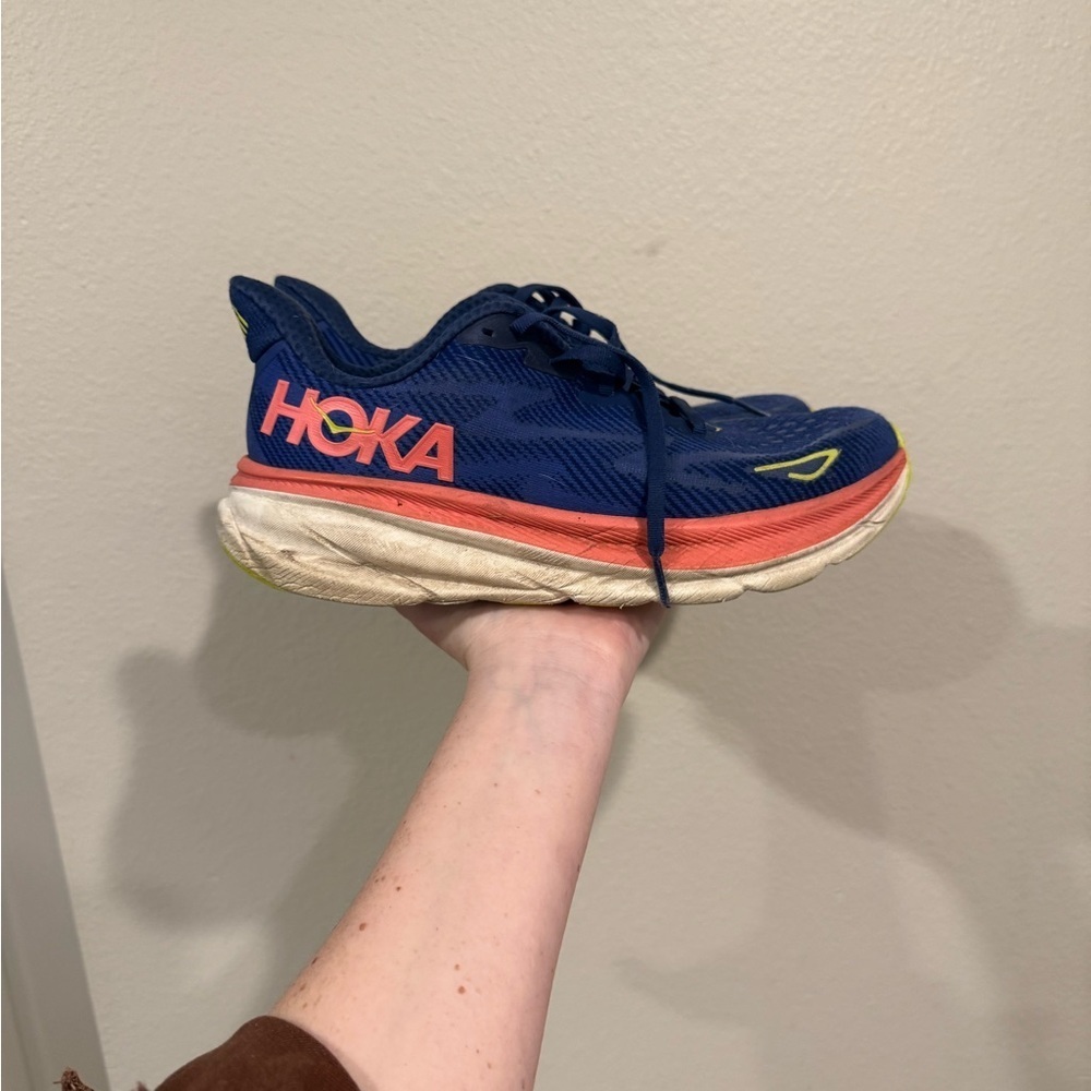 HOKA Blue and Coral Running Shoes sz 8B
